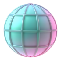 Pastel Globe with Grid Lines Abstract 3D Render png