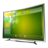 Curved Smart TV with Green Interface Display png