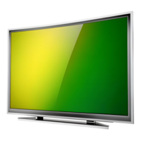 Curved LED TV with Green and Yellow Gradient Display png