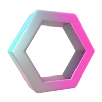 Hexagon Frame with Gradient Color Abstract Render png