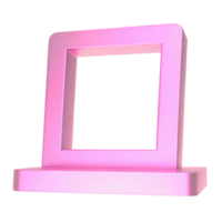 Pink Square Frame Display Stand 3D Render png
