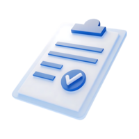 3D Render of Checklist Clipboard with Check Mark png