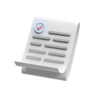 Checklist Document with Check Mark 3D Render png