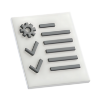 Checklist with Gear Icon and Checkmarks Render png