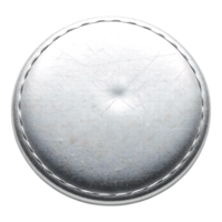 Close-up of a shiny, metallic, silver button with a textured surface png