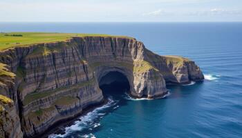 a narrow peninsula with tall cliffs on either side, carved by wind and waves into dramatic shapes. photo
