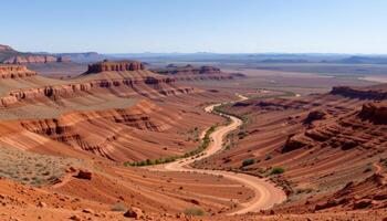 a valley of red clay hills marked by erosion patterns like veins across the earth. photo