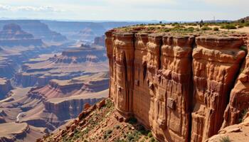 a high cliff edge where sediment layers are visible like pages in the history of the earth. photo