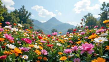 a digital garden rendered in pixelated flower forms, glitching between real and artificial. photo