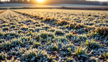 early morning frost on open farmland. photo