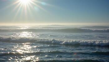 sunlight flickering through thin layers of sea mist photo