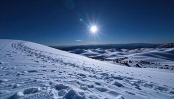 wind blown snow dunes sparkling under moonlight photo