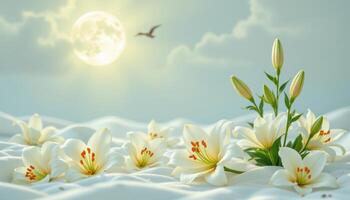 moonlight on a pale bed of lilies photo