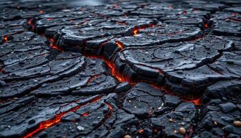 lava flows hardened into twisted black ridges photo
