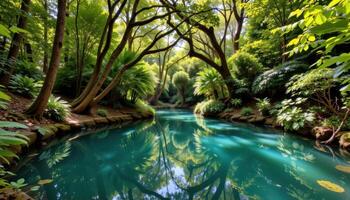 emerald forest pool tucked beneath thick canopy photo