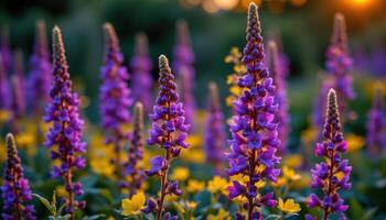 deep purple salvia glowing at dusk photo