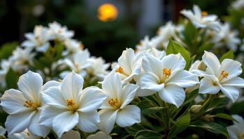 moonlight reflecting off white gardenias photo