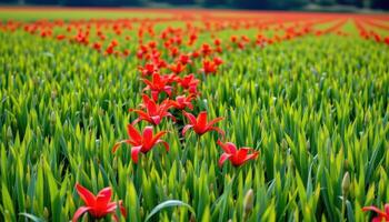 edges of a rice field lined with red spider lilies photo