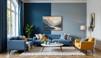 two tone living room with divided color scheme photo