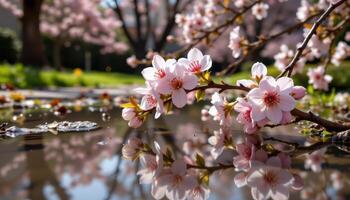 blossoms reflected in shallow puddles photo