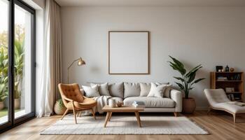 cozy reading corner in a modern living room photo