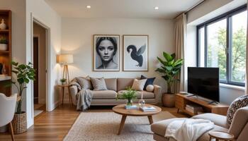 small space living room with corner mounted seating photo