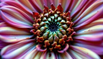 a close up shot of a zinnia's detailed petal texture. photo