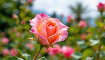 a time lapse style shot of a blooming rosebud mid open. photo