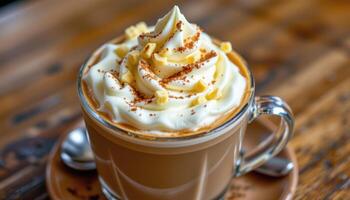 a white chocolate mocha with shaved curls on top. photo