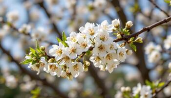 a tree branch with delicate spring blossoms. photo