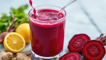 a detox juice with beetroot and ginger. photo
