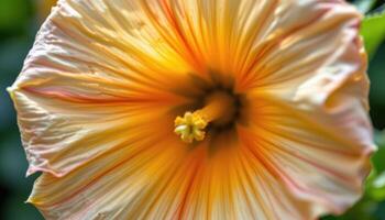 a close up of a trumpet flower facing downward. photo