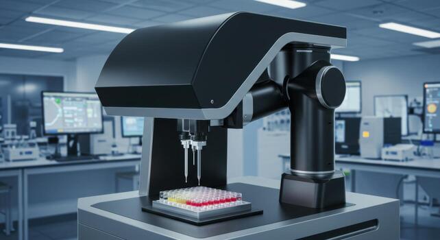 Automated Robotic System Performing Precision Liquid Handling in a Modern Science Laboratory photo