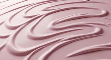 Smooth pastel pink creamy texture with wavy patterns, ideal for cosmetic and beauty backgrounds. photo
