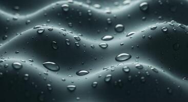 Water droplets on a wavy teal surface showcasing waterproof and repellent properties photo