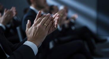 Close Up of Hands Clapping During a Business Conference or Professional Event photo
