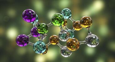 Vibrant 3D Render of a Complex Molecular Structure with Interconnected Glossy Spheres photo