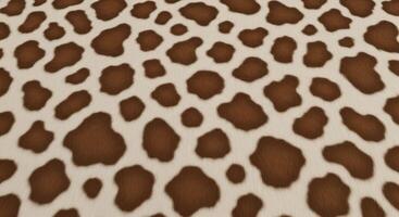 Seamless cowhide pattern with brown spots on a cream background, natural animal print texture photo