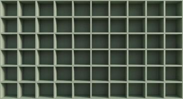 Full frame view of empty square shelves in a grid pattern for storage and organization concepts photo