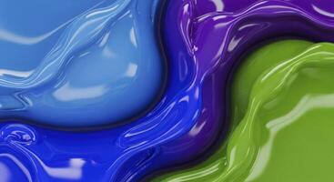 Dynamic Abstract Liquid Flow with Glossy Blue Purple and Green Waves photo