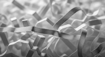 Abstract Macro View of White Shredded Paper and Packing Material Texture and Pattern photo