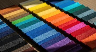 Vibrant Fabric Swatches Displaying a Wide Spectrum of Colors and Textures photo