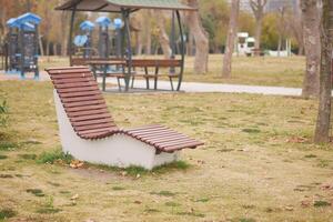 Unique lounge chair in a park setting during daytime photo