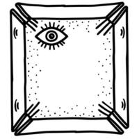 Geometric abstract frame with stylized single eye, dotted pattern modern minimal linear black and white illustration vector
