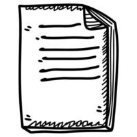 hand drawn single sheet of paper with text lines outline document icon, sketchy doodle stationary element vector