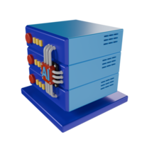 3d render of storage server data icon. online storage computing system concept with AI chip icon png