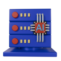 3d render of storage server data icon. online storage computing system concept with AI chip icon. png
