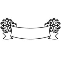 Award ribbon banner template with blank space for text outline illustration, achievement symbol, prize recognition design vector