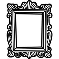 Ornate vintage frame outline decorative baroque border with intricate swirls, blank center for artwork or display vector