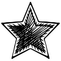 Hand drawn scribbled star outline black sketch doodle, abstract artistic shape, playful decoration, graphic element vector